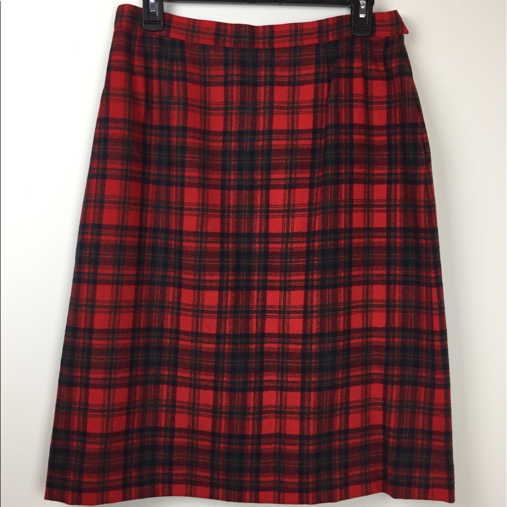 Vintage Pendleton Wool Plaid Skirt Red Green Navy